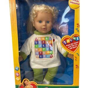 Vintage 2001 Alphabet Annie Interactive Braille Doll With ABC Shirt & Green Pant